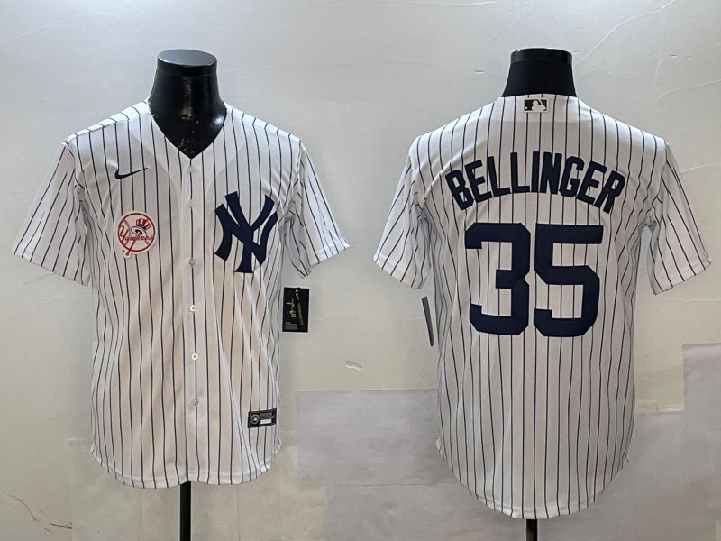 Men New York Yankees #35 Beelinger White Stripe Game Nike 2025 MLB Jersey style 3->new york yankees->MLB Jersey